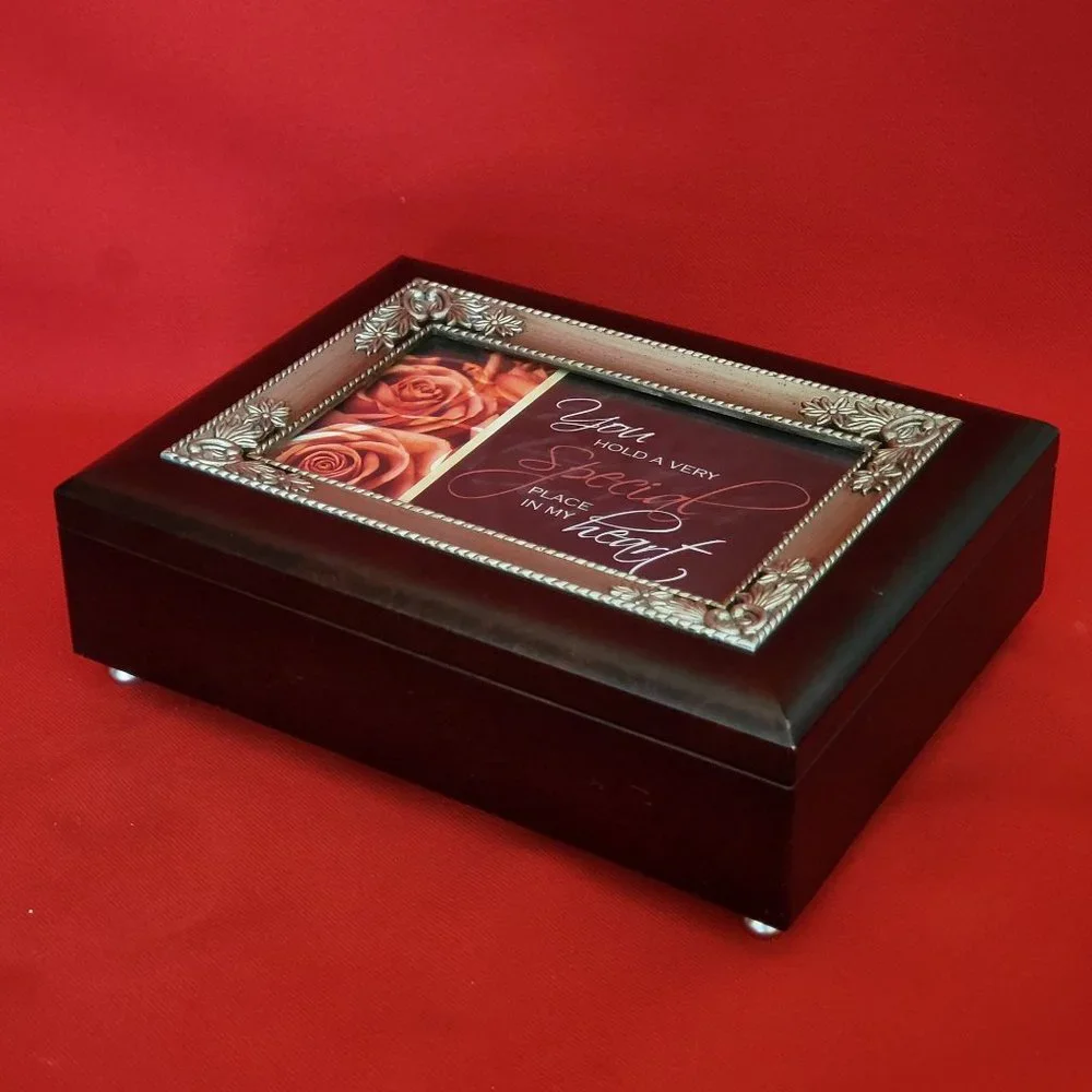VTG Sankyo Wooden Jewelry Music Box Metal Frame